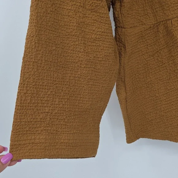 Madewell Brown Boxy Peplum Blouse Long Sleeeves Size L - Picture 7 of 9